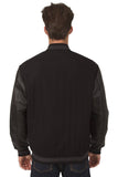 JH Design - Wool and Leather Varsity Jacket - Reversible - Black