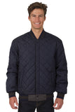 JH Design - Wool and Leather Varsity Jacket - Reversible - Charcoal/Navy