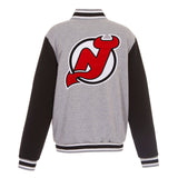 NHL New Jersey Devils  JH Design Two-Tone Reversible Fleece Jacket - Gray/Black