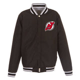 NHL New Jersey Devils  JH Design Two-Tone Reversible Fleece Jacket - Gray/Black