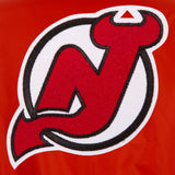 New Jersey Devils  - JH Design Reversible Fleece Jacket with Faux Leather Sleeves - Red/White - J.H. Sports Jackets