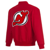 New Jersey Devils Poly Twill Varsity Jacket - Red