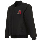 Arizona Diamondbacks Reversible Wool Jacket With Embroidered Logos- JH Design - Black