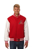 Arizona Diamondbacks Domestic Two-Tone Handmade Wool and Leather Jacket-Red/White - J.H. Sports Jackets