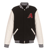 Arizona Diamondbacks - JH Design Reversible Fleece Jacket with Faux Leather Sleeves - Black/White