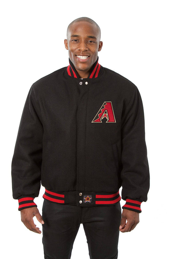 Arizona Diamondbacks Wool Jacket w/ Handcrafted Leather Logos - Black