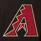 Arizona Diamondbacks Wool & Leather Reversible Jacket w/ Embroidered Logos - Black