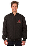 Arizona Diamondbacks Wool & Leather Reversible Jacket w/ Embroidered Logos - Black