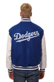 Los Angeles Dodgers Two-Tone Wool Jacket w/ Handcrafted Leather Logos - Royal/White