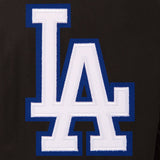 Los Angeles Dodgers Wool & Leather Reversible Jacket w/ Embroidered Logos - Black