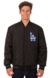 Los Angeles Dodgers Wool & Leather Reversible Jacket w/ Embroidered Logos - Black