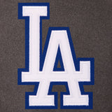 Los Angeles Dodgers Wool & Leather Reversible Jacket w/ Embroidered Logos - Charcoal/Black