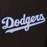 Los Angeles Dodgers Wool & Leather Reversible Jacket w/ Embroidered Logos - Black