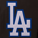 Los Angeles Dodgers Wool & Leather Reversible Jacket w/ Embroidered Logos - Black