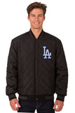 Los Angeles Dodgers Wool & Leather Reversible Jacket w/ Embroidered Logos - Charcoal/Black