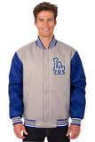 Los Angeles Dodgers Poly Twill Varsity Jacket - Gray/Royal