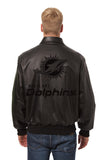 Miami Dolphins JH Design Tonal All Leather Jacket - Black/Black - J.H. Sports Jackets