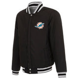 Miami Dolphins Two-Tone Reversible Fleece Jacket - Gray/Black