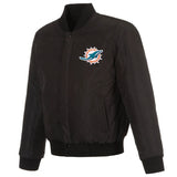Miami Dolphins Two-Tone Reversible Fleece Jacket - Gray/Black - J.H. Sports Jackets