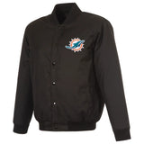 Miami Dolphins Poly-Twill Jacket-Black - J.H. Sports Jackets