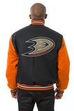 Anaheim Ducks Handmade All Wool Two-Tone Jacket - Black/Orange - J.H. Sports Jackets