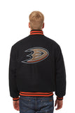 Anaheim Ducks JH Design Wool Handmade Full-Snap Jacket - Black - J.H. Sports Jackets