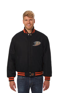 Anaheim Ducks JH Design Wool Handmade Full-Snap Jacket - Black - J.H. Sports Jackets