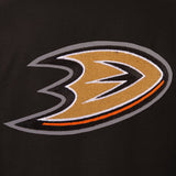 Anaheim Ducks Reversible Wool Jacket Embroidered Logos - JH Design - Black