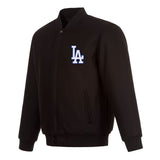 Los Angeles Dodgers JH Design Full-Snap Reversible Wool Jacket - Black - J.H. Sports Jackets