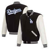 Los Angeles Dodgers JH Design Reversible Full-Snap Varsity Jacket - Black - J.H. Sports Jackets