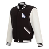 Los Angeles Dodgers JH Design Reversible Full-Snap Varsity Jacket - Black - J.H. Sports Jackets
