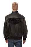 Philadelphia Eagles JH Design Tonal All Leather Jacket - Black/Black