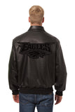 Philadelphia Eagles JH Design Tonal All Leather Jacket - Black/Black - J.H. Sports Jackets