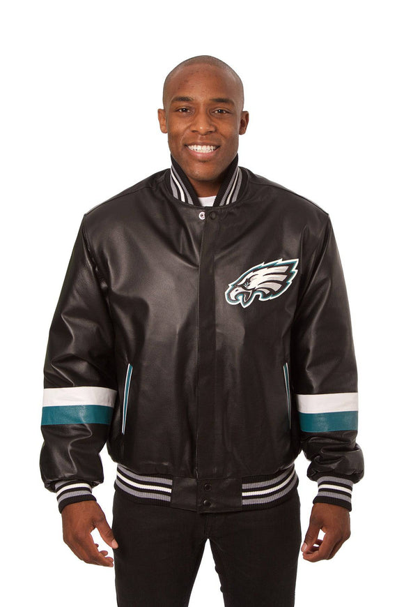 Philadelphia Eagles JH Design All Leather Jacket - Black