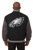 Philadelphia Eagles JH Design Wool Handmade Full-Snap Jacket-Black/Grey