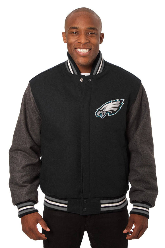 Philadelphia Eagles JH Design Wool Handmade Full-Snap Jacket-Black/Grey