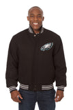 Philadelphia Eagles JH Design Wool Handmade Full-Snap Jacket-Black - J.H. Sports Jackets