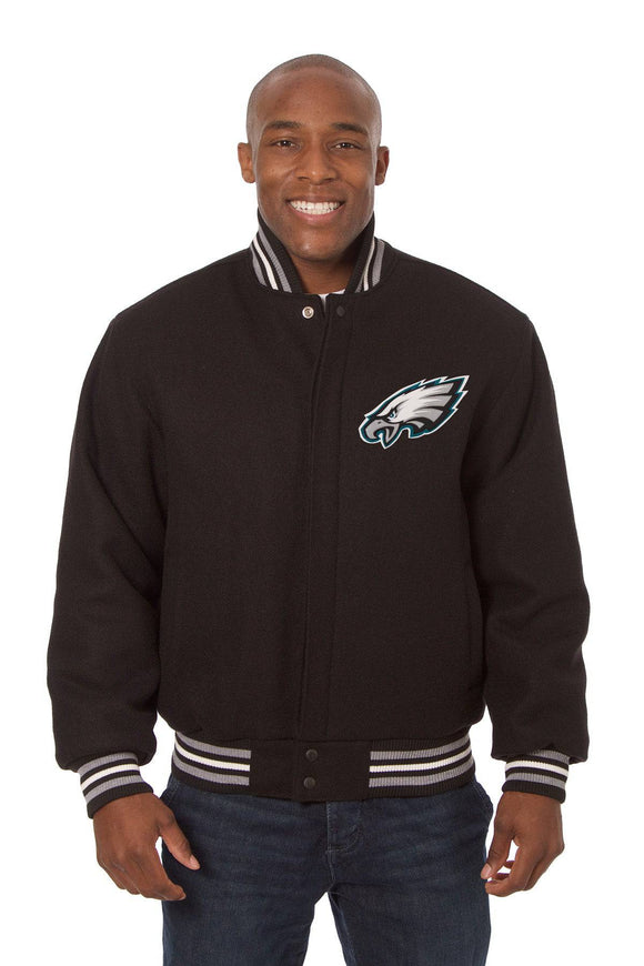 Philadelphia Eagles JH Design Wool Handmade Full-Snap Jacket-Black