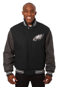 Philadelphia Eagles  JH Design Embroidered Wool Full-Snap Jacket-Black/Grey