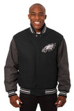 Philadelphia Eagles  JH Design Embroidered Wool Full-Snap Jacket-Black/Grey