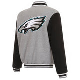 Philadelphia Eagles Two-Tone Reversible Fleece Jacket - Gray/Black