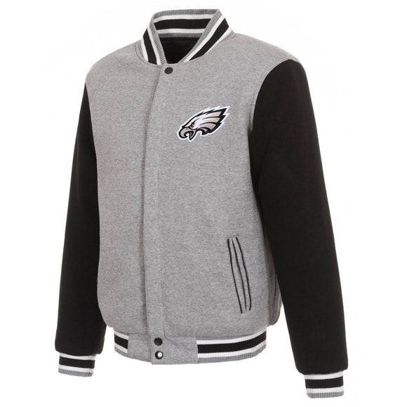 Philadelphia Eagles Two-Tone Reversible Fleece Jacket - Gray/Black