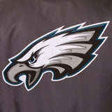 NFL Philadelphia Eagles Poly Twill Varsity Jacket JH Design Black