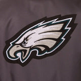 NFL Philadelphia Eagles Poly Twill Varsity Jacket JH Design Black