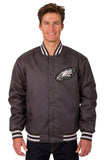 NFL Philadelphia Eagles Poly Twill Varsity Jacket JH Design Black