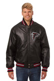 Atlanta Falcons Handmade Full Leather Snap Jacket - Black