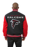 Atlanta Falcons JH Design Wool Handmade Full-Snap Jacket - Black/Red - J.H. Sports Jackets
