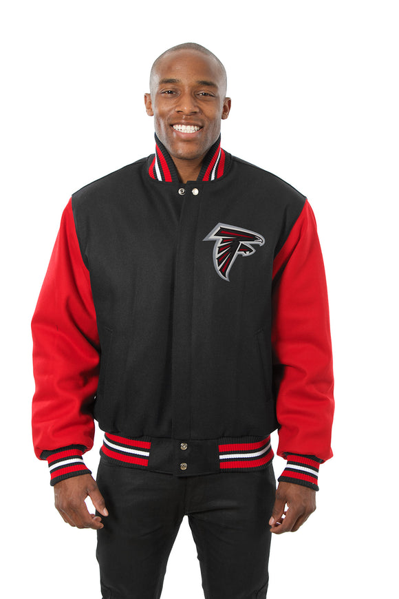 Atlanta Falcons JH Design Wool Handmade Full-Snap Jacket - Black/Red - J.H. Sports Jackets