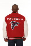 Atlanta Falcons Domestic Two-Tone Handmade Wool and Leather Jacket-Red/White - J.H. Sports Jackets