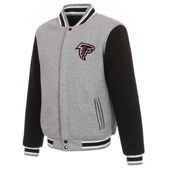 Atlanta Falcons Two-Tone Reversible Fleece Jacket - Gray/Black